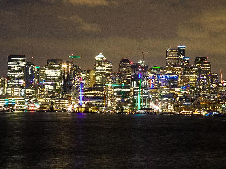 The Seattle cityscape at night | photo by Lynn Anselmi